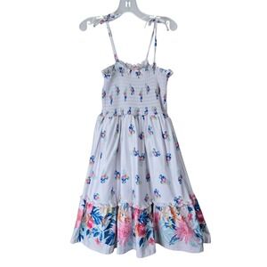 Tommy Bahama Girls White Floral‎ Sleeveless Sundress Sz 6 Smocked Kidcore Easter